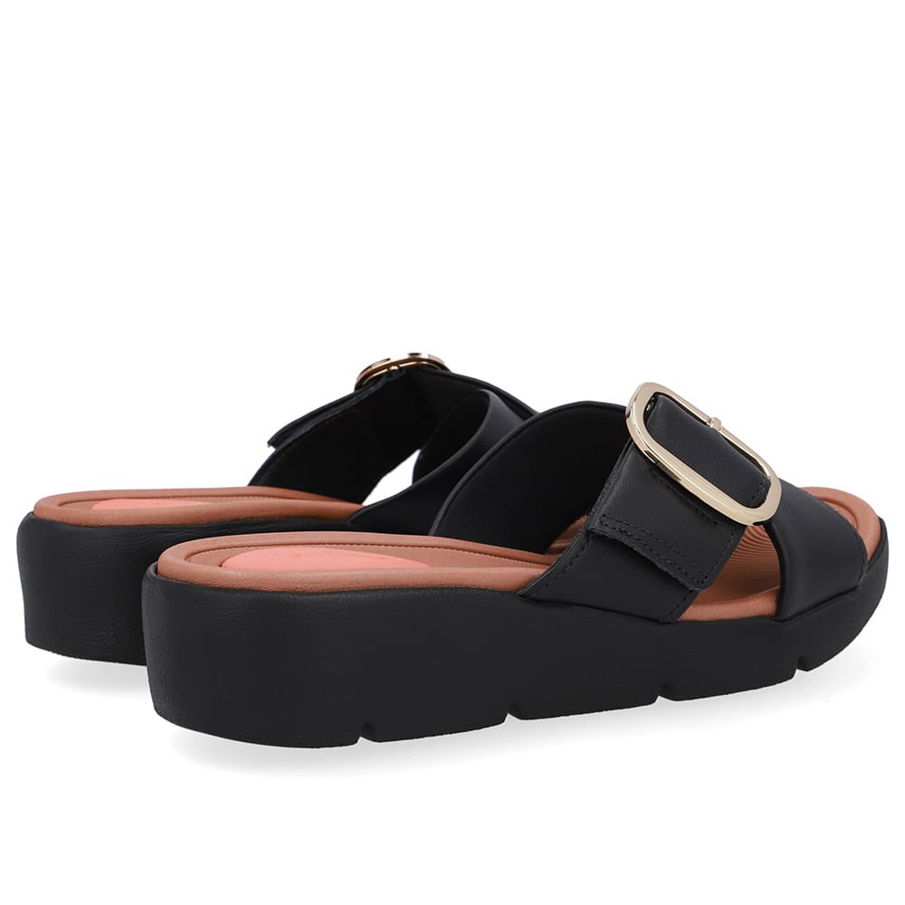 Tamanco Salto Plataforma Couro Preto Fivela Preto 3