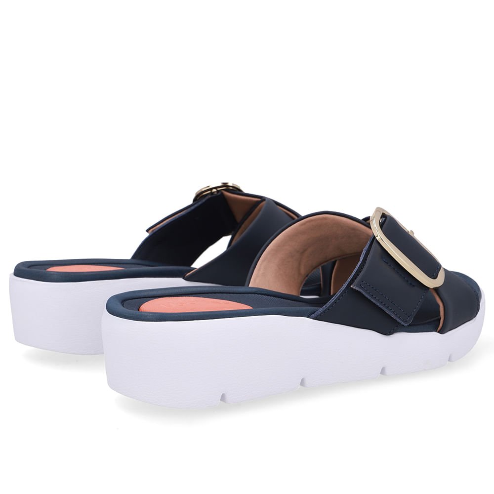 Tamanco Salto Plataforma Couro Azul Fivela Azul 3