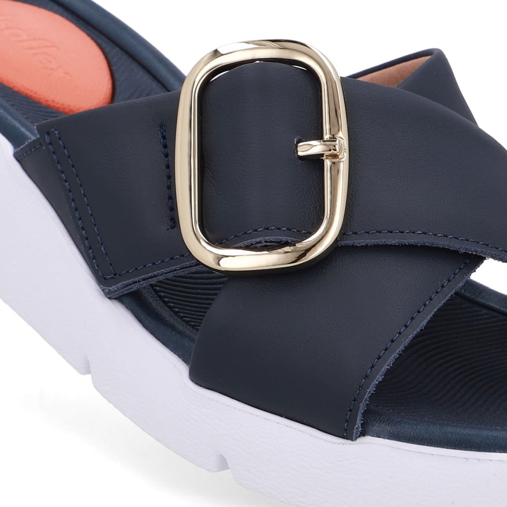 Tamanco Salto Plataforma Couro Azul Fivela Azul 4