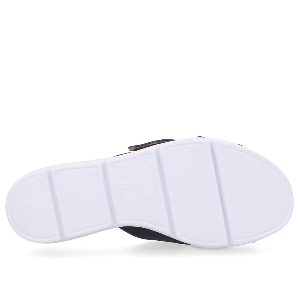 Tamanco Salto Plataforma Couro Azul Fivela Azul 5