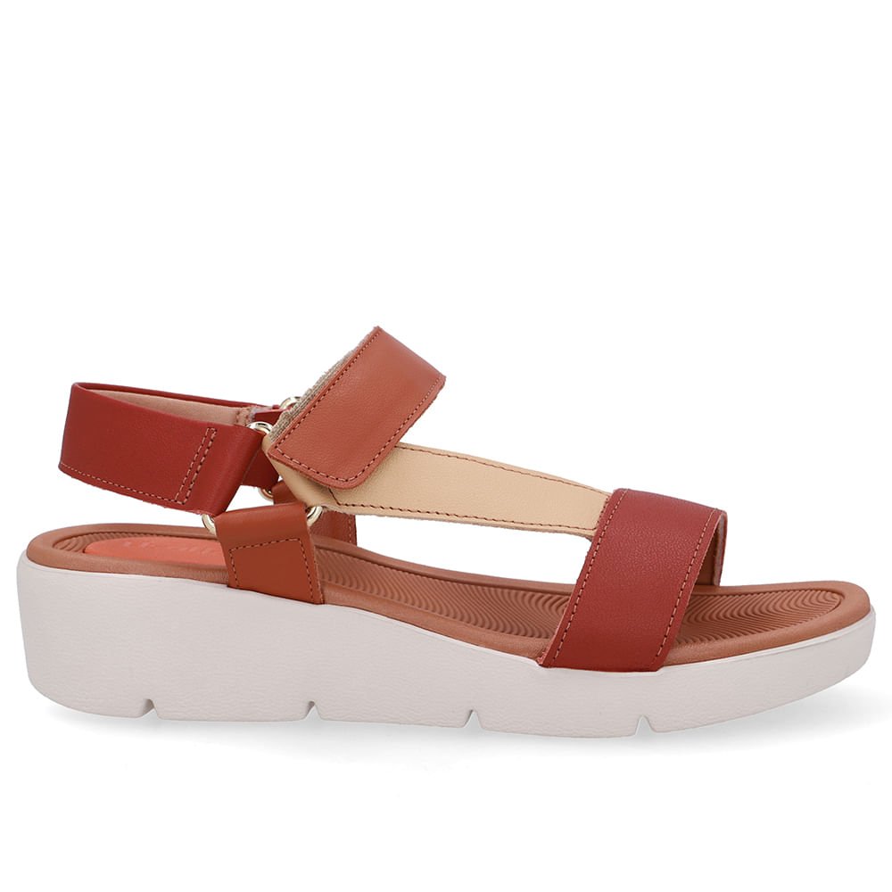 Sandália Papete Couro Marrom Salto Plataforma