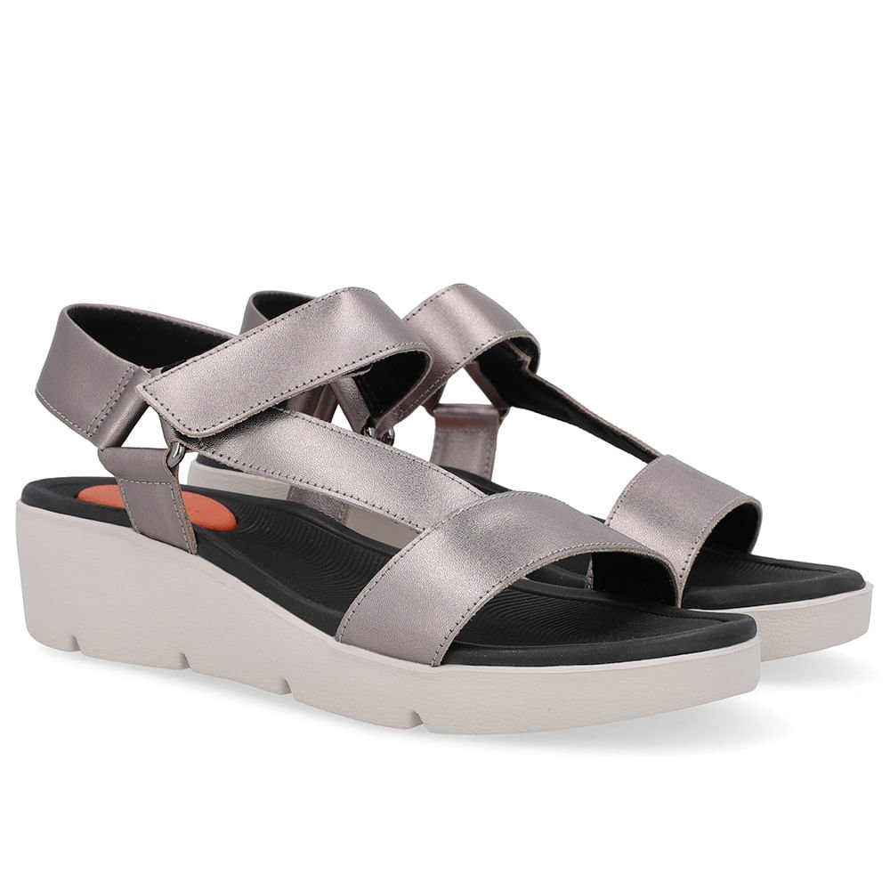 Sandália Papete Couro Aço Salto Plataforma Aço 2