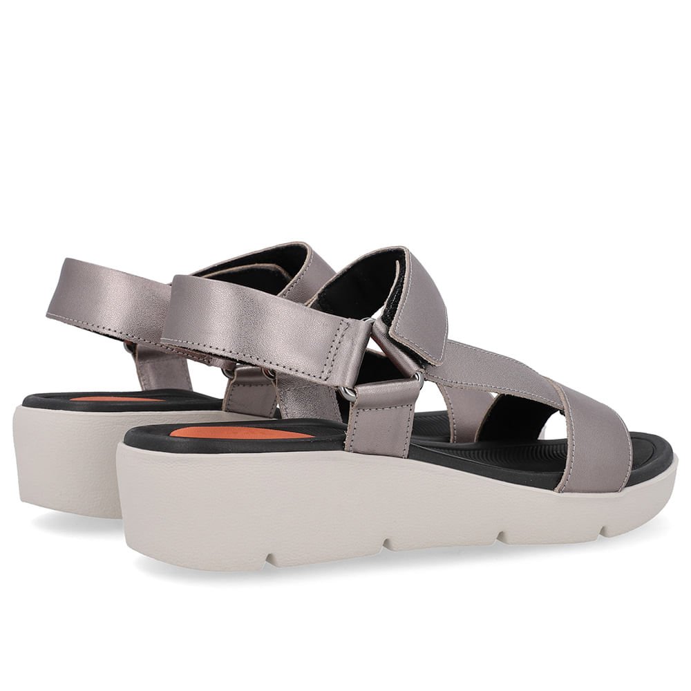 Sandália Papete Couro Aço Salto Plataforma Aço 3