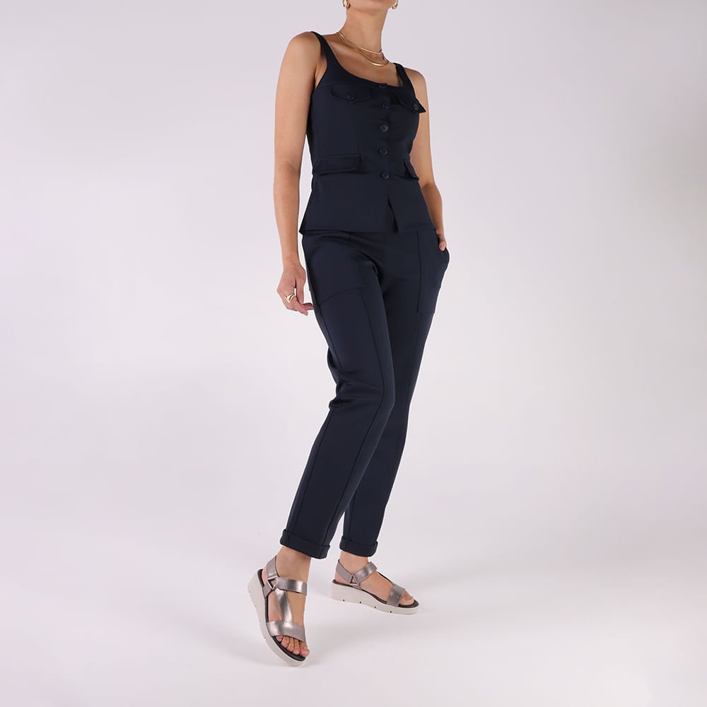 Sandália Papete Couro Aço Salto Plataforma Aço 4