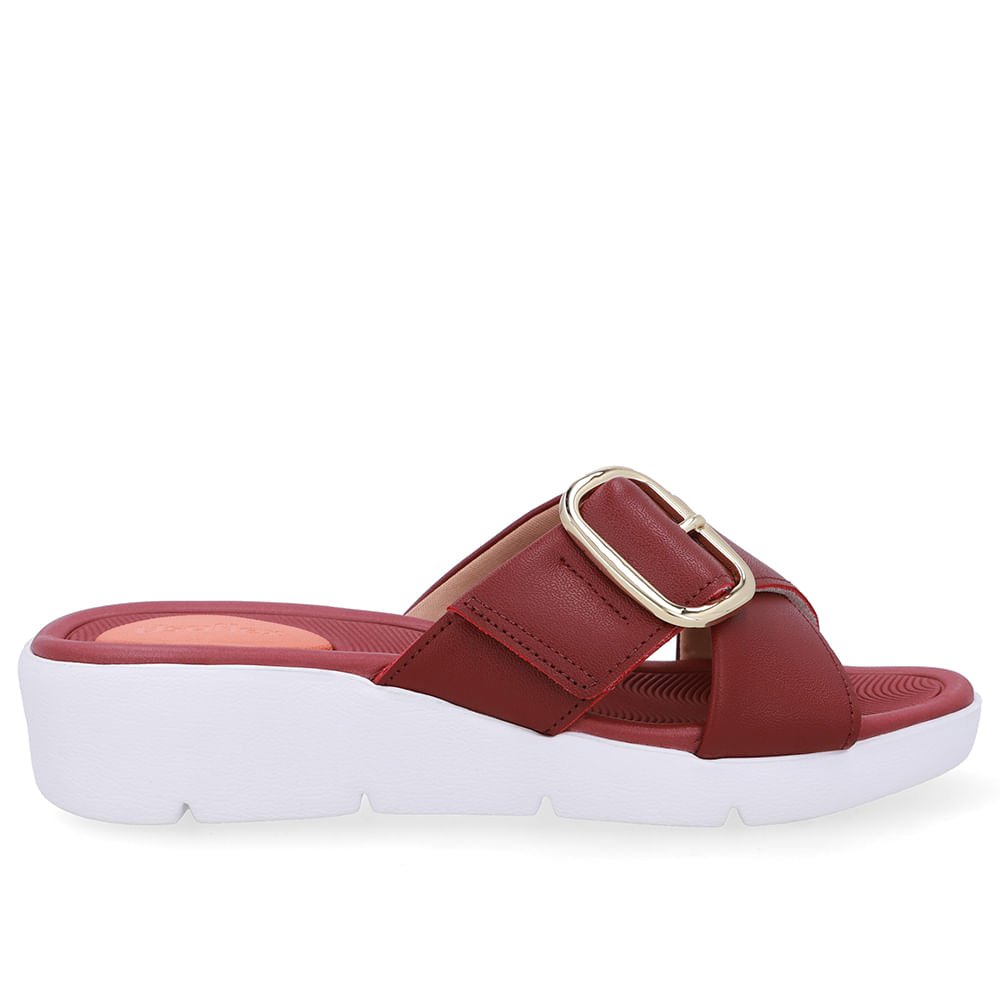 Tamanco Salto Plataforma Couro Vermelho Fivela Vermelho 1