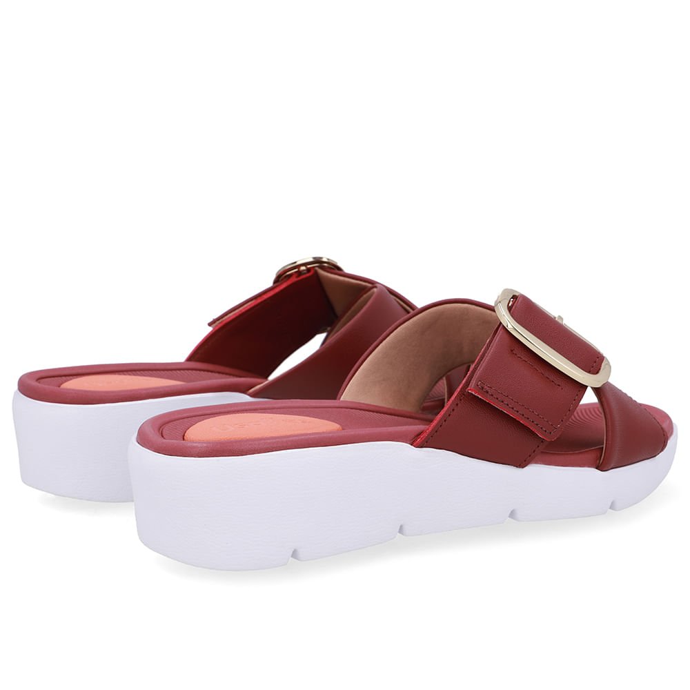 Tamanco Salto Plataforma Couro Vermelho Fivela Vermelho 3