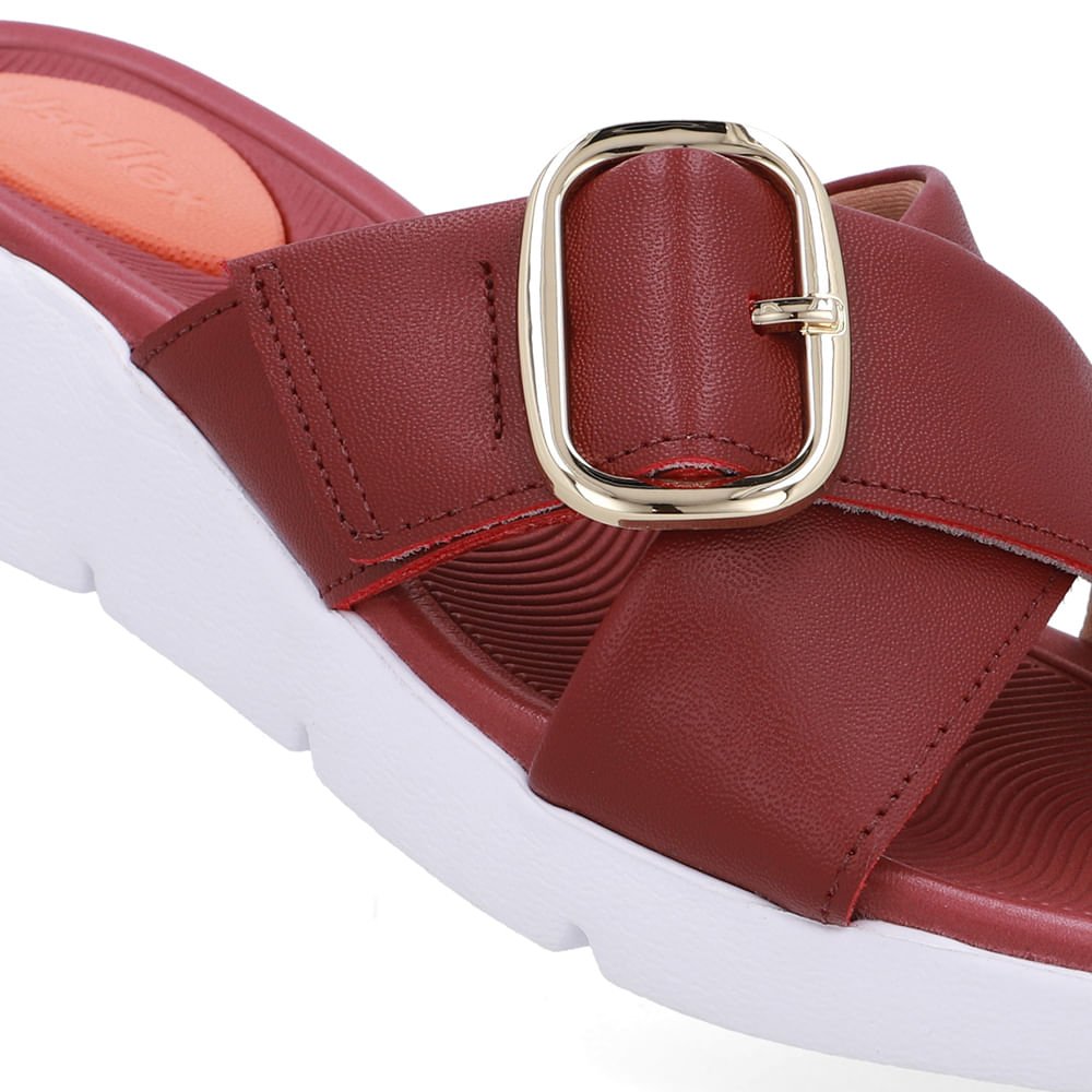 Tamanco Salto Plataforma Couro Vermelho Fivela Vermelho 4