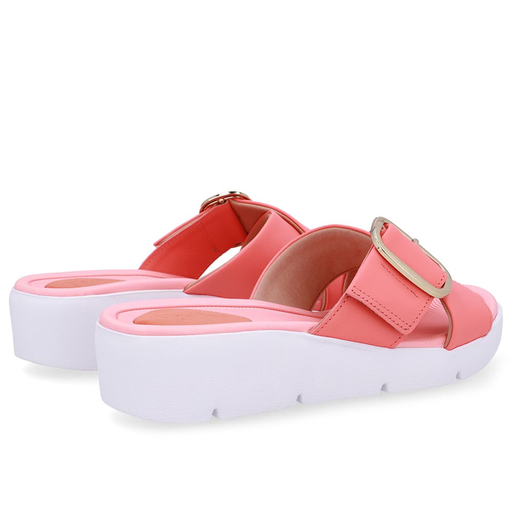 Tamanco Salto Plataforma Couro Laranja Fivela Rosa 3