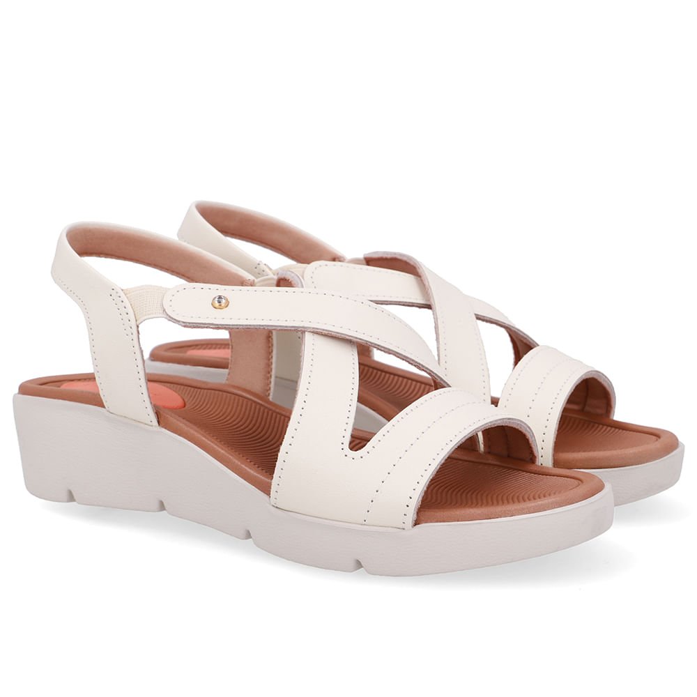 Sandália Couro Branca Marfim Básica Marfim 2