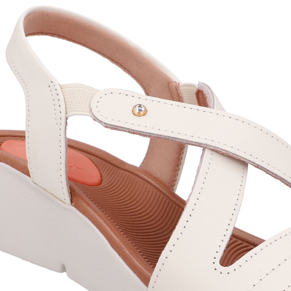 Sandália Couro Branca Marfim Básica Marfim 4