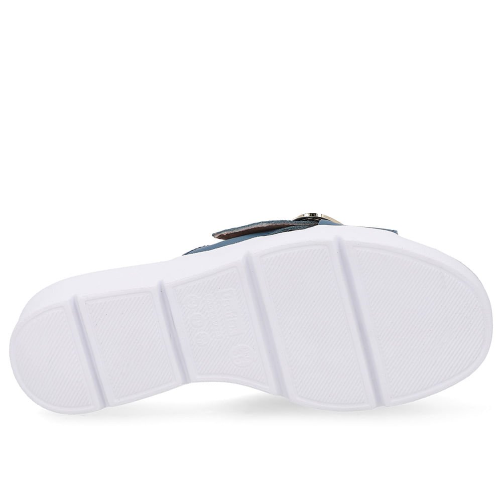 Tamanco Salto Plataforma Couro Azul Fivela Azul 5
