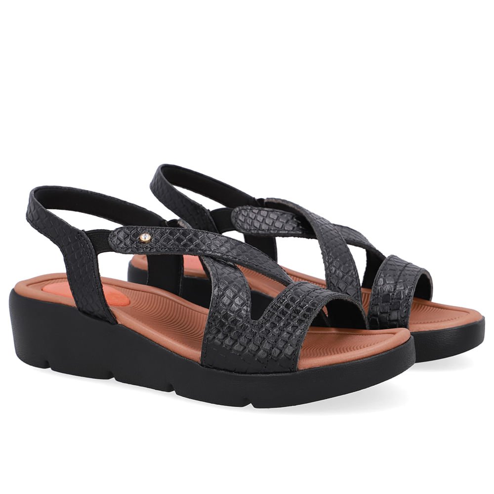 Sandália Couro Preta Básica Preto 2