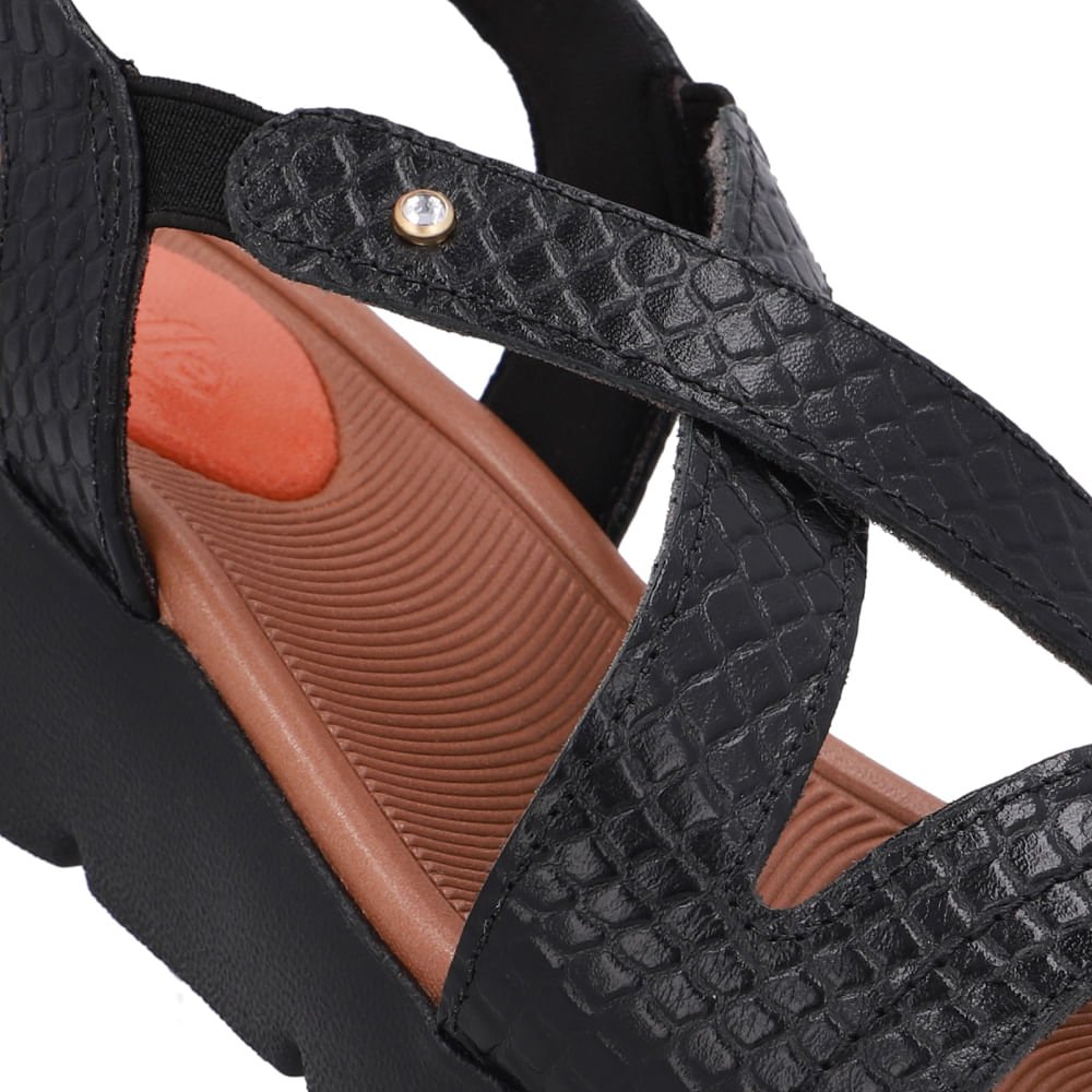 Sandália Couro Preta Básica Preto 4