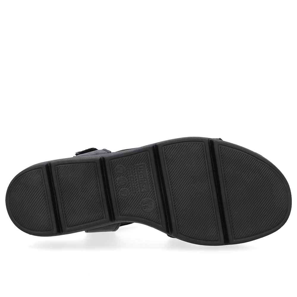 Sandália Tiras Couro Preta Fecho-Flex Preto 5