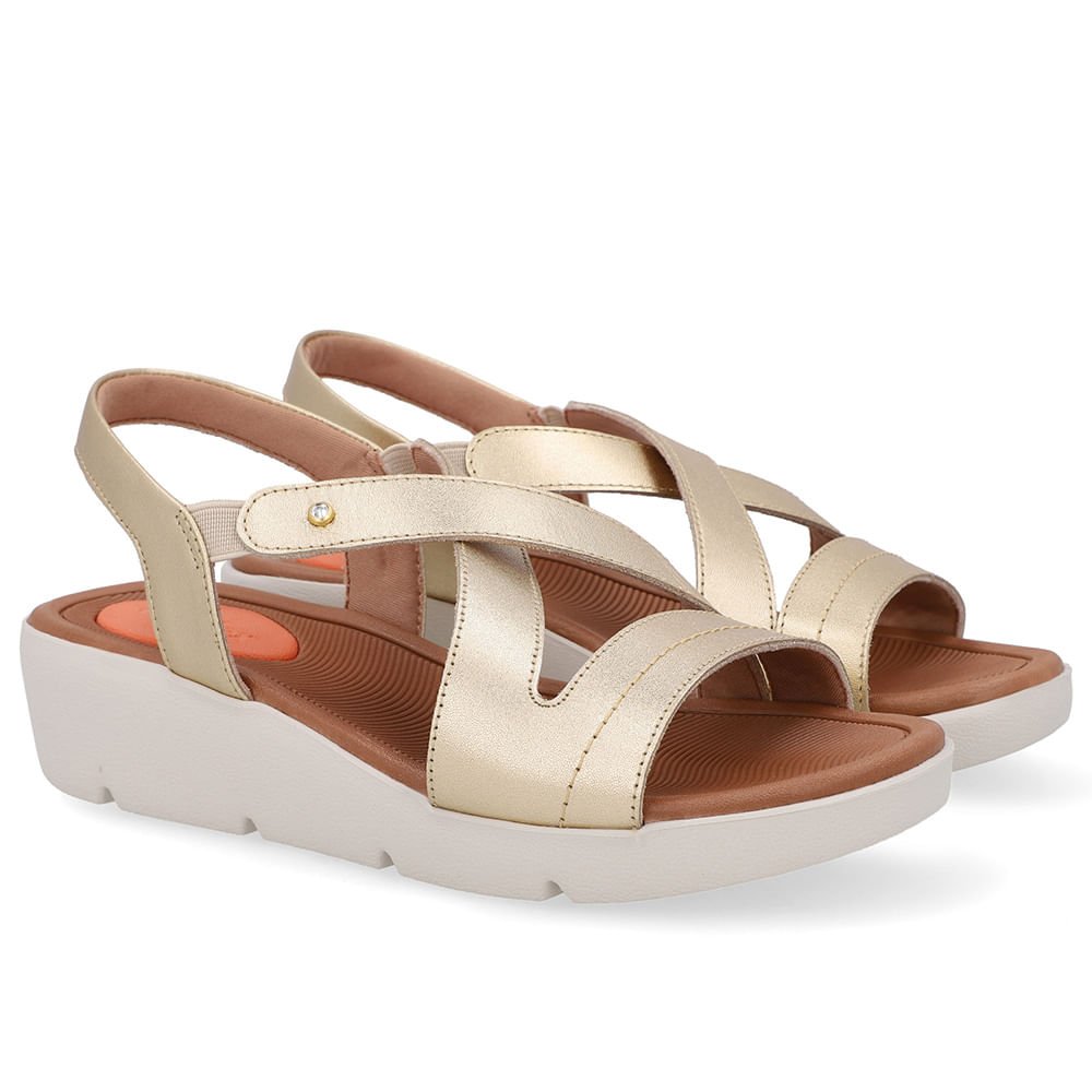 Sandália Couro Dourada Básica Dourado 2