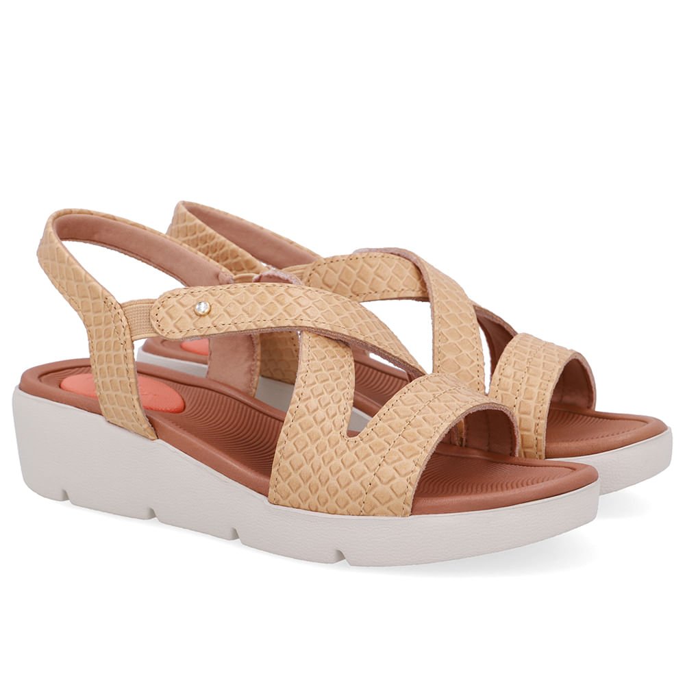 Sandália Couro Bege Creme Básica Creme 2