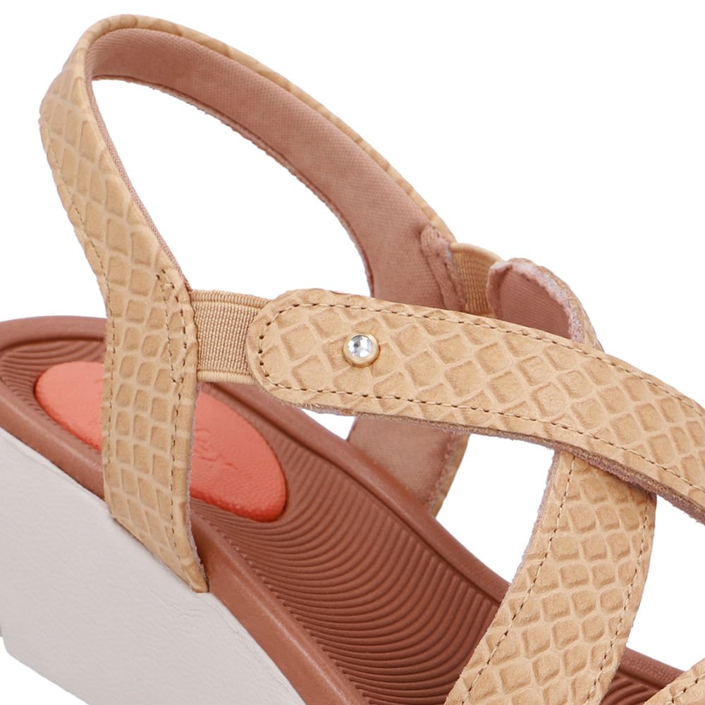 Sandália Couro Bege Creme Básica Creme 4