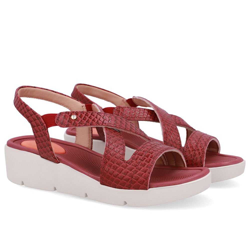 Sandália Couro Vermelha Básica Vermelho 2