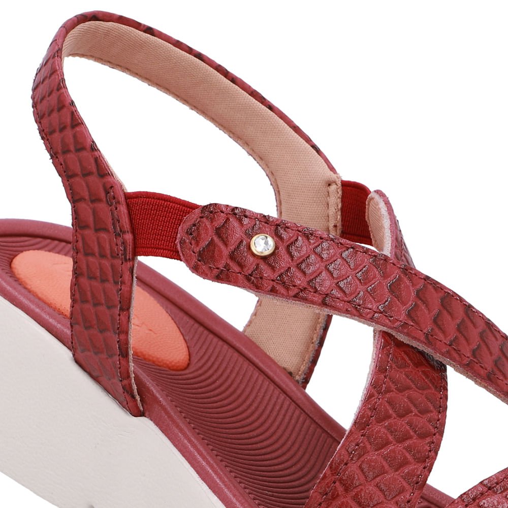 Sandália Couro Vermelha Básica Vermelho 4