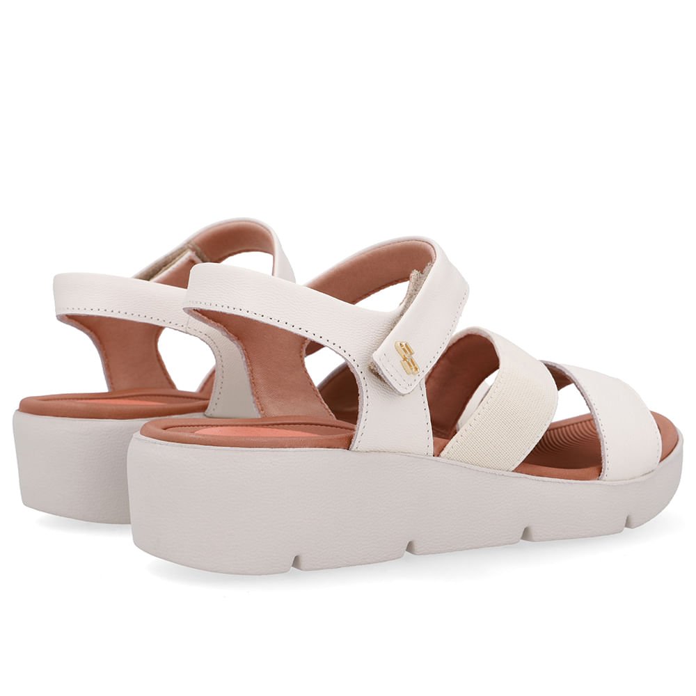 Sandália Tiras Couro Branca Marfim Fecho-Flex Marfim 3