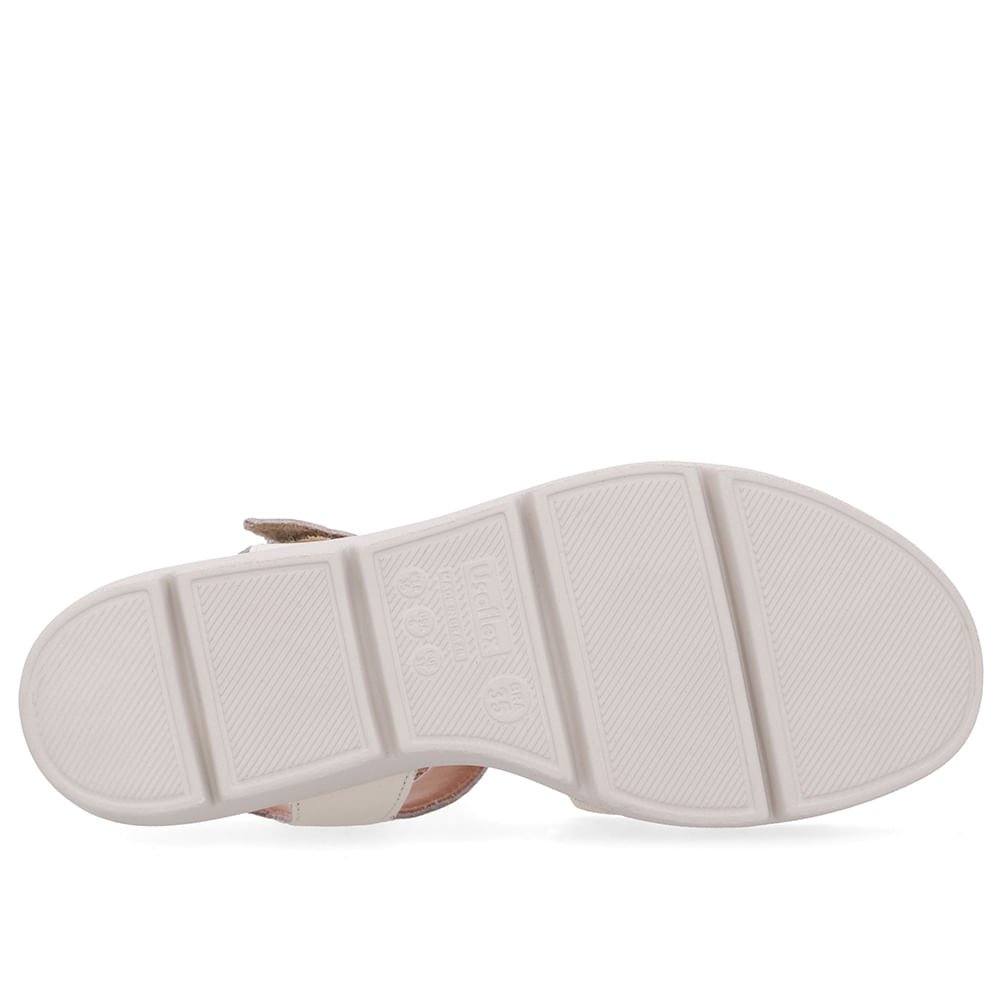 Sandália Tiras Couro Branca Marfim Fecho-Flex Marfim 5