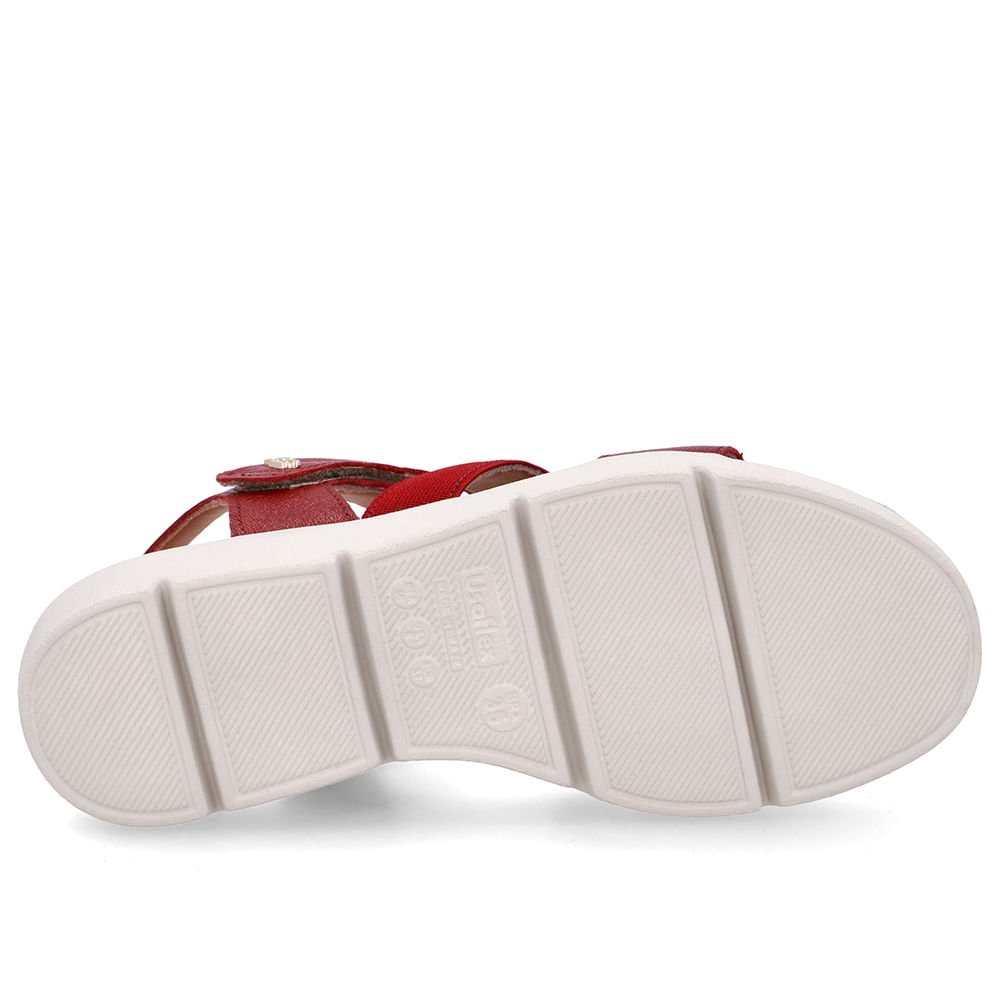 Sandália Tiras Couro Vermelha Fecho-Flex Vermelho 5