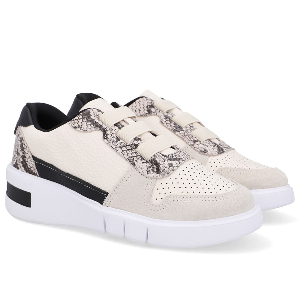 Tênis Casual Couro Cobra Natural Animal Print 2