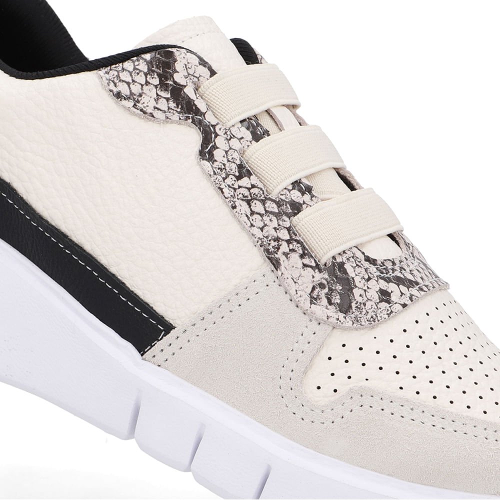 Tênis Casual Couro Cobra Natural Animal Print 4