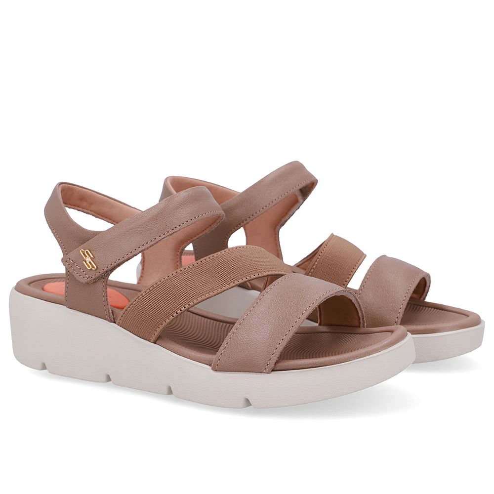 Sandália Tiras Couro Marrom Fecho-Flex Marrom 2