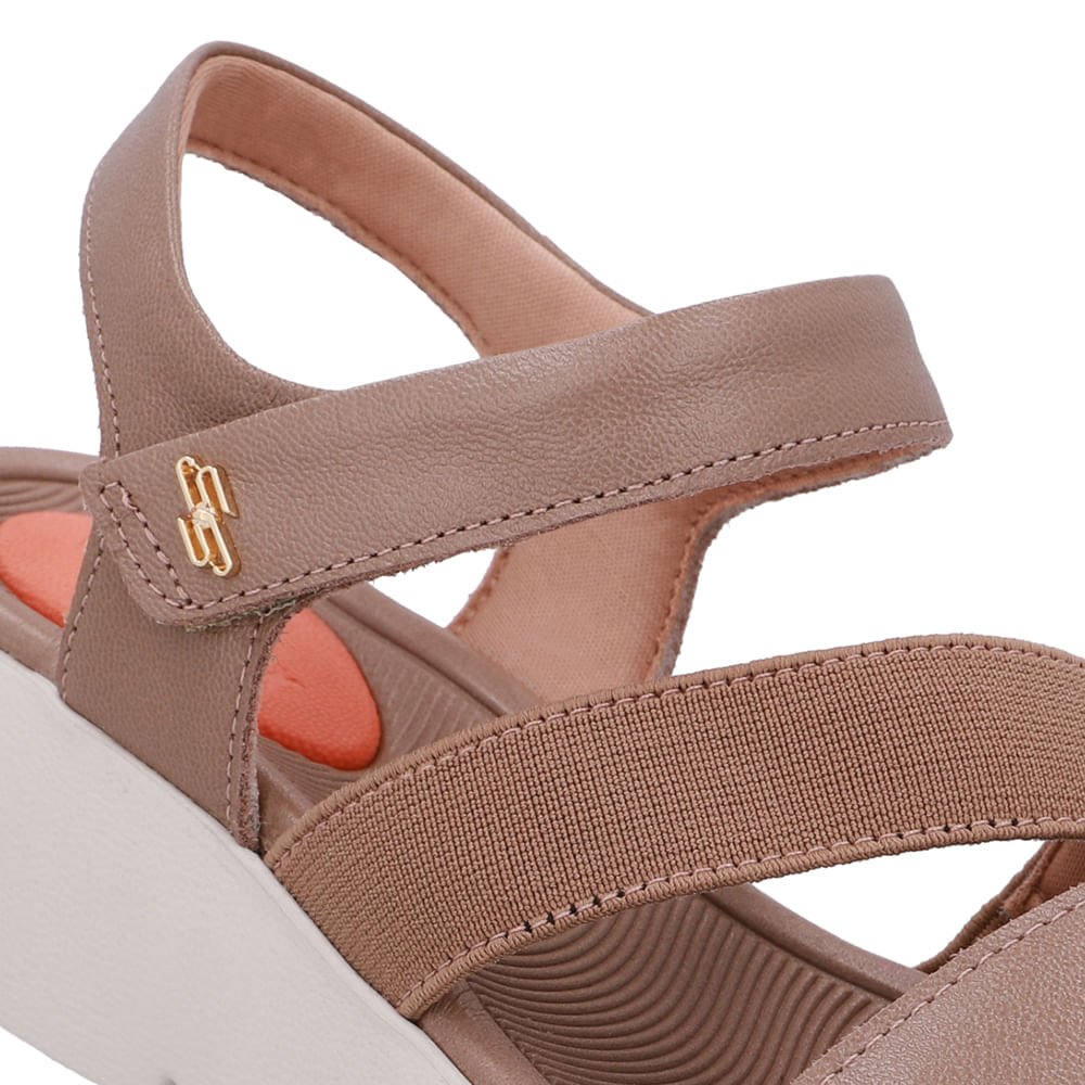 Sandália Tiras Couro Marrom Fecho-Flex Marrom 4