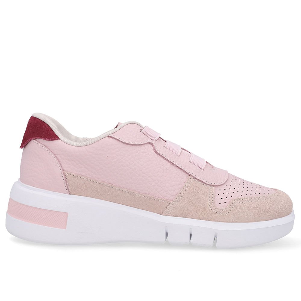 Tênis Casual Couro Rosa