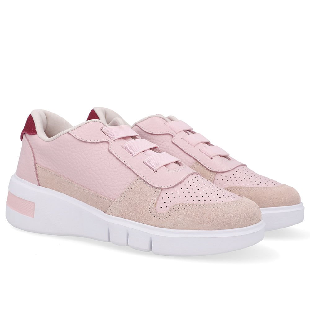 Tênis Casual Couro Rosa Rosa 2