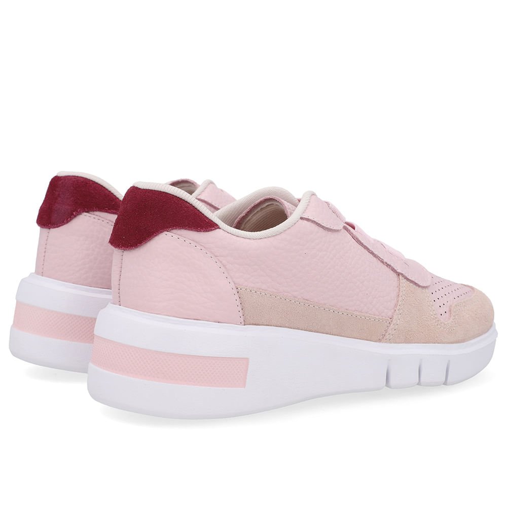 Tênis Casual Couro Rosa Rosa 3