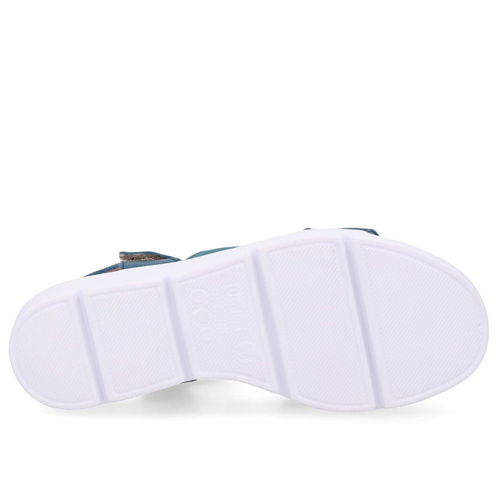 Sandália Tiras Couro Azul Fecho-Flex Azul 5