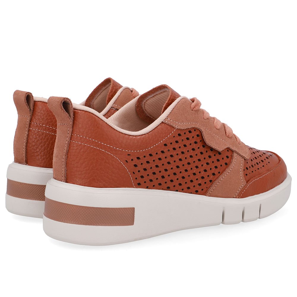 Tênis Couro Marrom Detalhes Laser Marrom 3