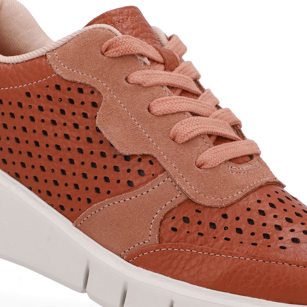 Tênis Couro Marrom Detalhes Laser Marrom 4