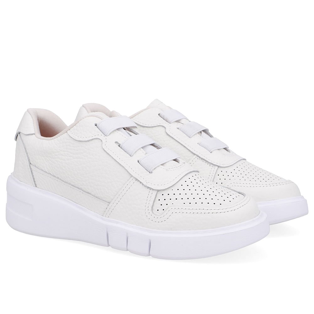 Tênis Casual Couro Branco Branco 2