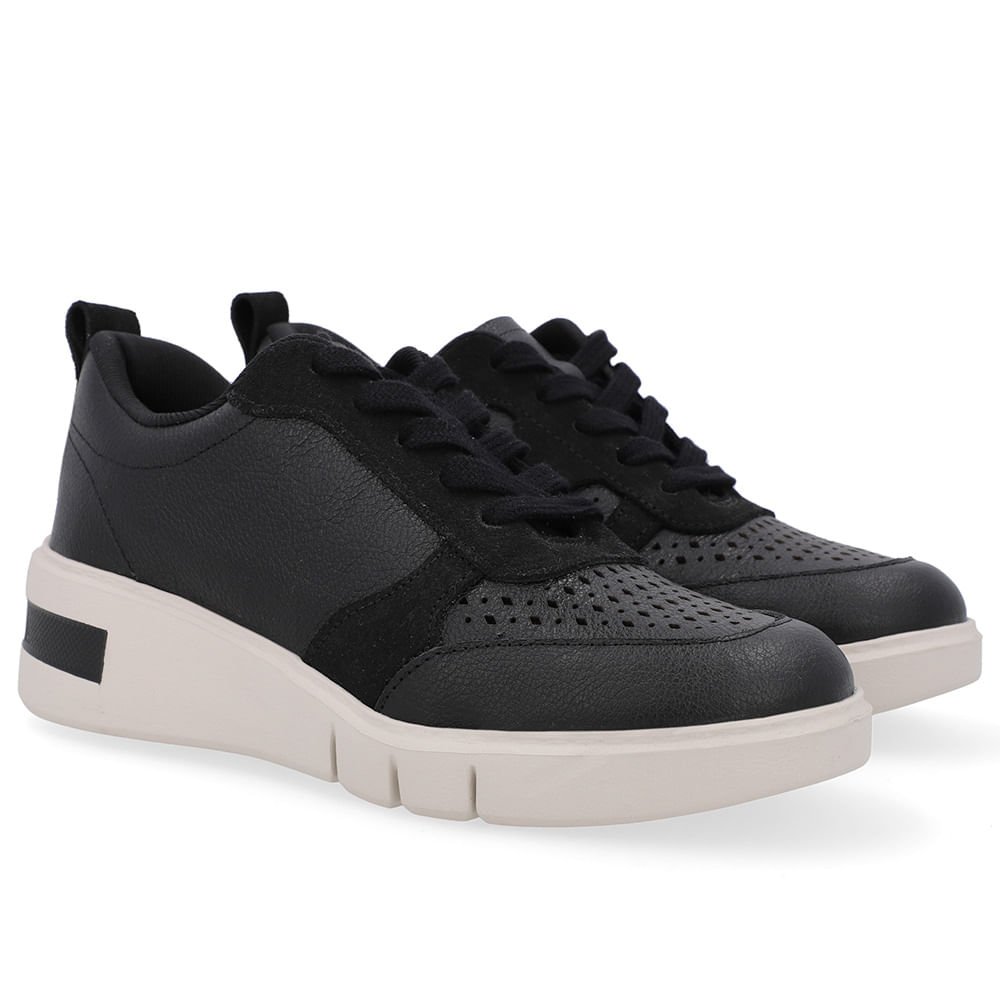 Tênis Couro Preto Detalhes Laser Preto 2