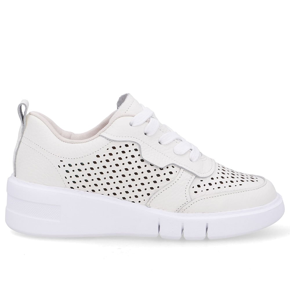Tênis Couro Branco Detalhes Laser