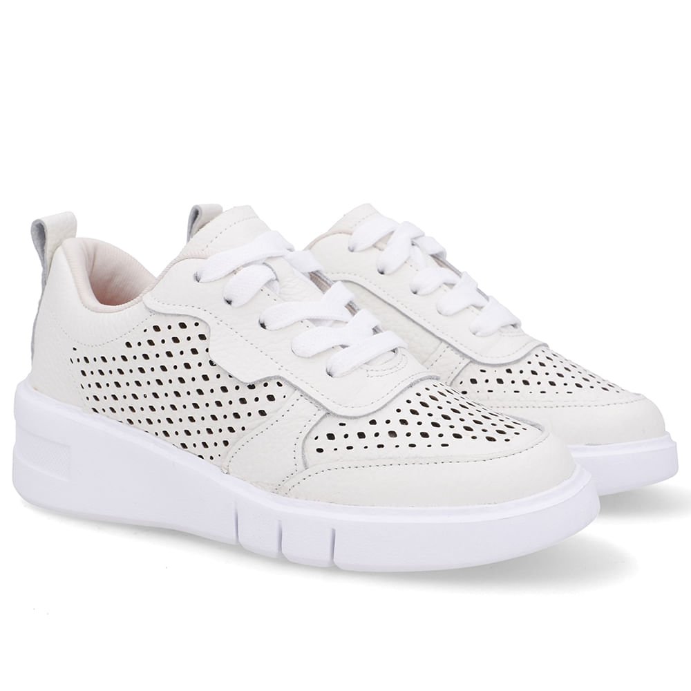 Tênis Couro Branco Detalhes Laser Branco 2