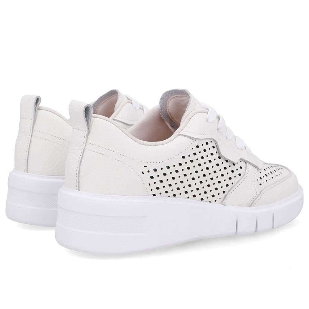 Tênis Couro Branco Detalhes Laser Branco 3