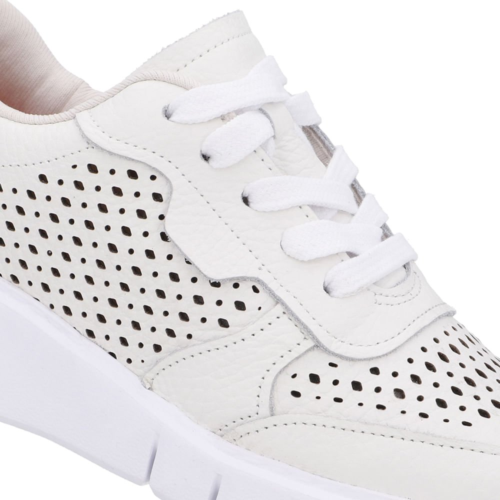 Tênis Couro Branco Detalhes Laser Branco 4