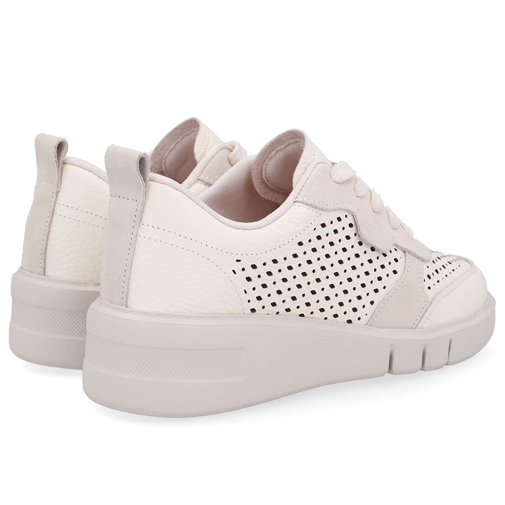 Tênis Couro Branco Marfim Detalhes Laser Marfim 3