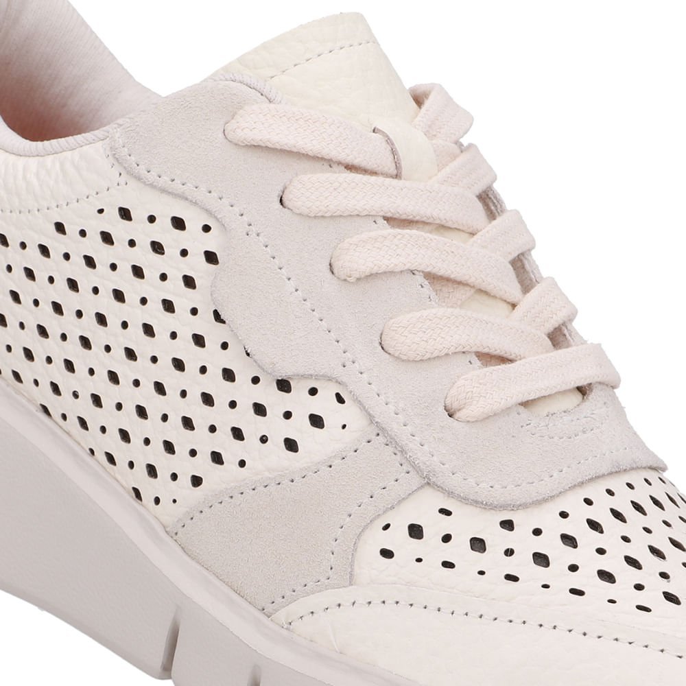 Tênis Couro Branco Marfim Detalhes Laser Marfim 4