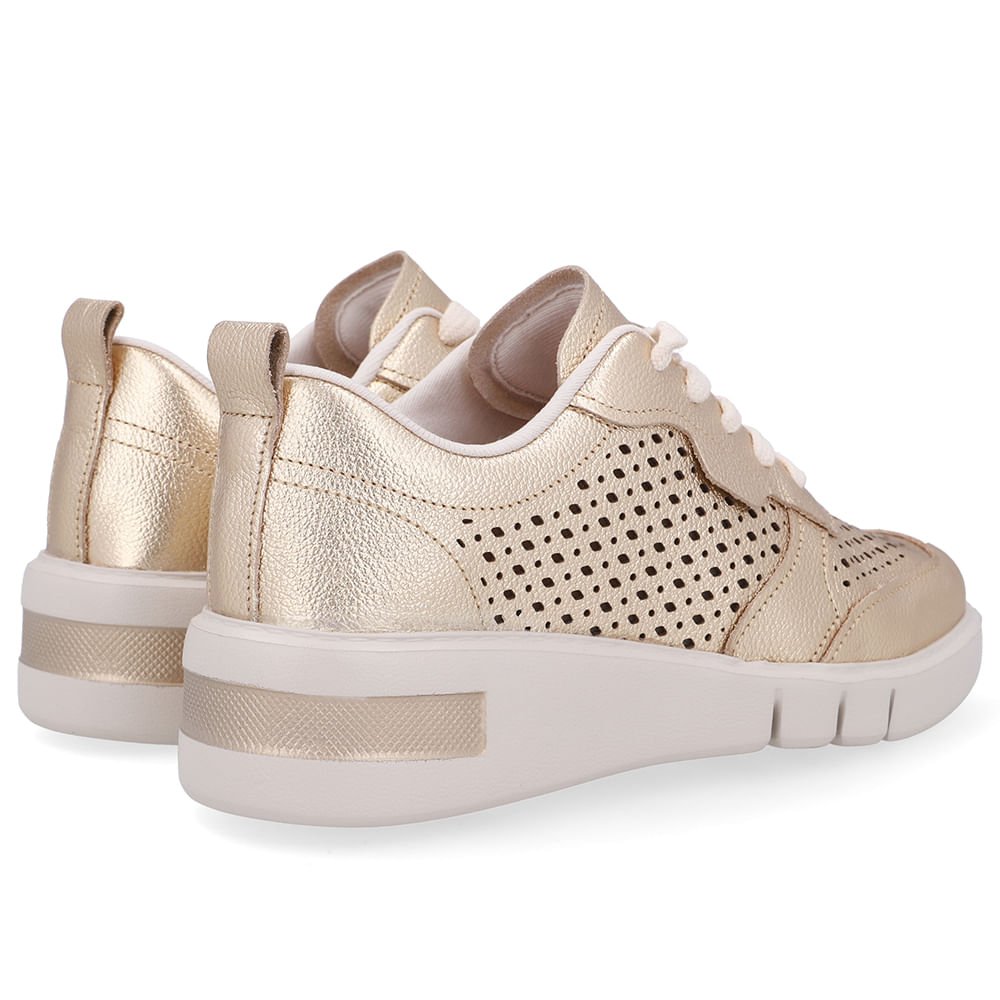 Tênis Couro Dourado Detalhes Laser Dourado 3
