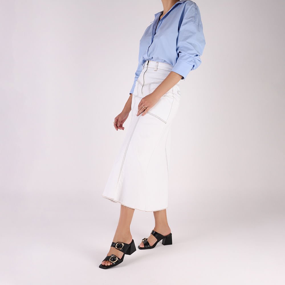 Tamanco Salto Bloco Couro Croco Preto Preto 4