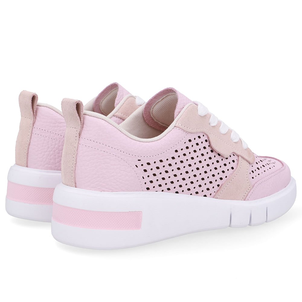 Tênis Couro Rosa Detalhes Laser Rosa 3