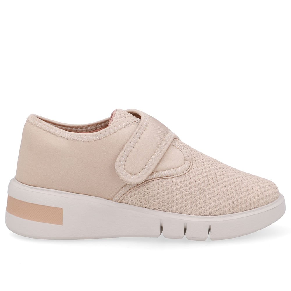 Tênis Tecido Bege Fecho-Flex