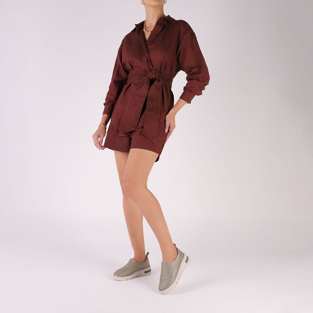 Tênis Tecido Verde Costura Enfeite Verde 4