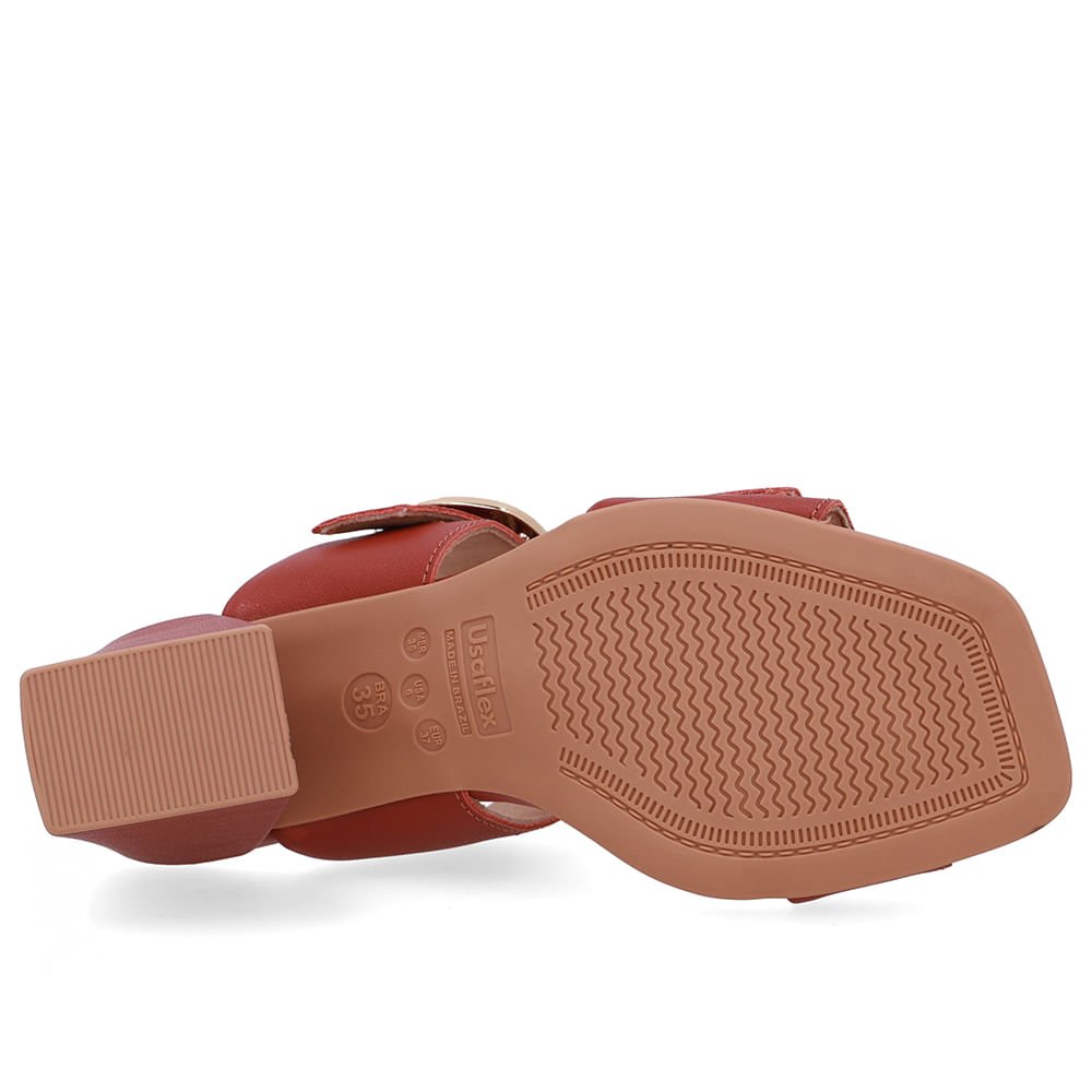 Tamanco Salto Bloco Couro Marrom Terracota Terracota 5